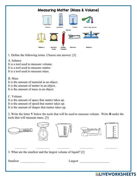 measuring matter mass and volume 3rd grade