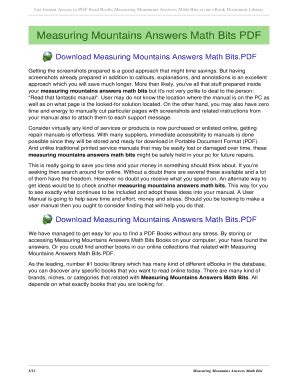 Measuring Mountains Answers Math Bits