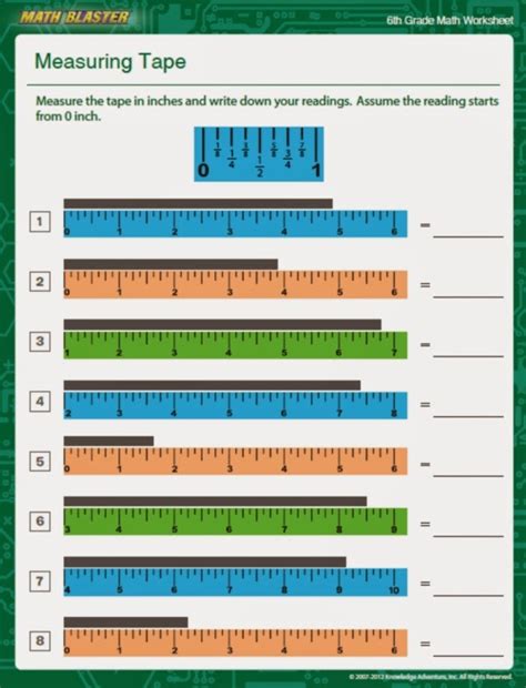 Measuring With Measuring Tapes Printable Worksheets Education Com Tape Measure Worksheet - Tape Measure Worksheet