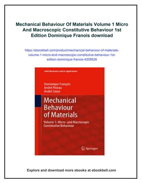 Mechanical Behaviour Of Materials Volume Ii Fracture Mechanics And Damage Solid Mechanics And Its Applications