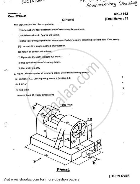 Mechanical Engineering Drawing Exam Paper 2013