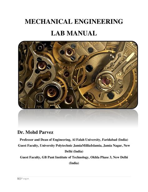 Mechanical Engineering Lab Manual