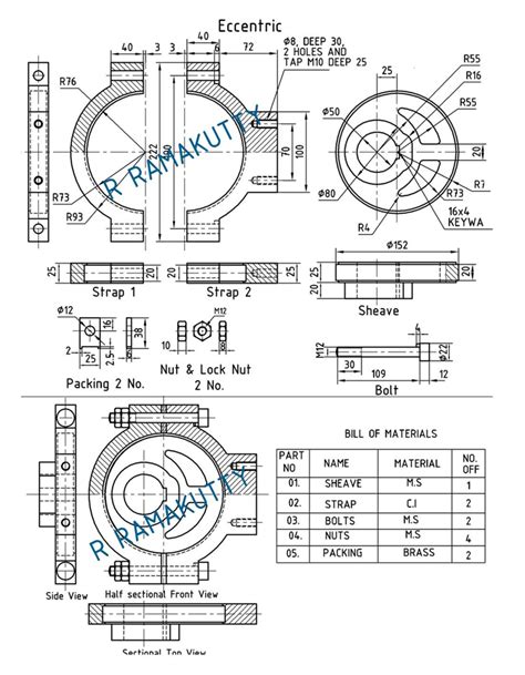 Mechanical Engineering Machine Drawing Eccentric Image