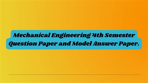 Mechanical Engineering Model Answer Paper Diploma