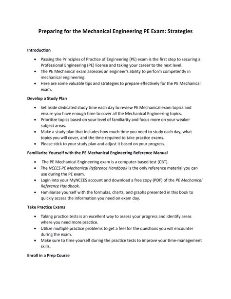 Mechanical Engineering Pe Exam Sample Questions