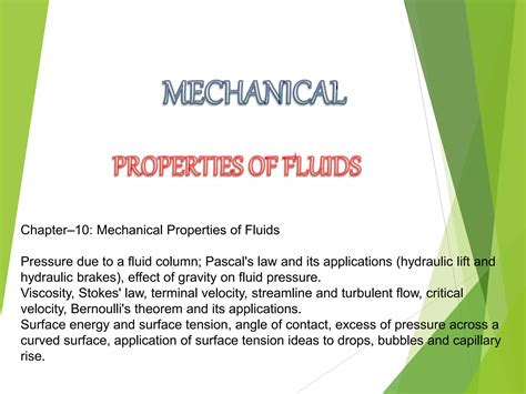 Mechanical Properties Of Fluids Class 11th Notes