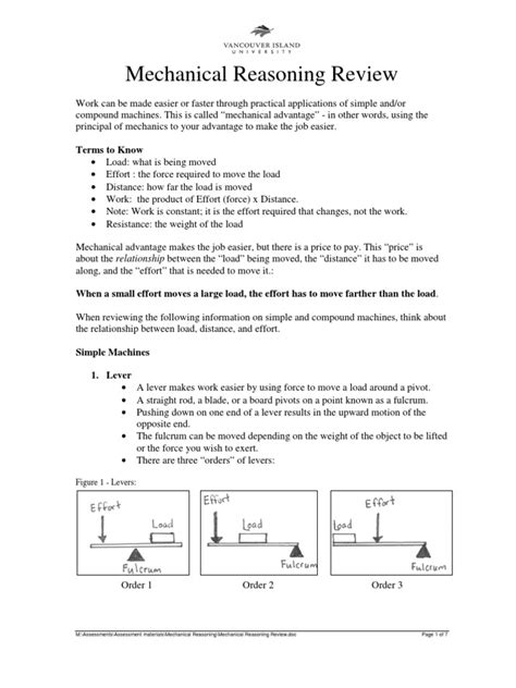 Mechanical Reasoning Review