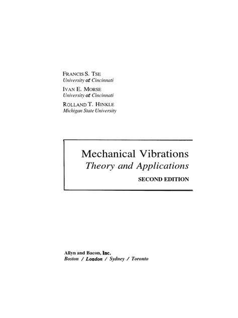 Mechanical Vibration Morse Hinkle Solution