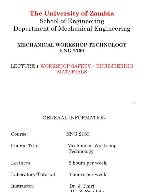 Mechanical Workshop Technology Second Year