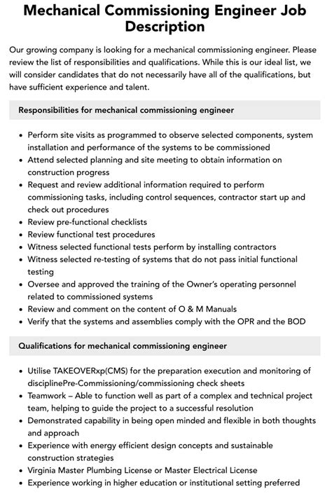 Full Download Mechanical Commissioning Engineer 