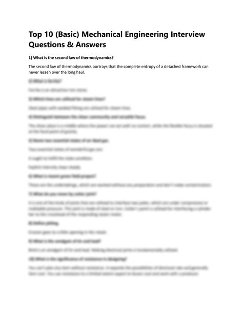 Read Mechanical Engineering Basic Interview Questions And Answer 