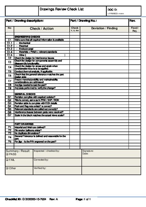 Download Mechanical Engineering Drawing Review Checklist 