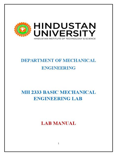 Download Mechanical Engineering Laboratory Manual 