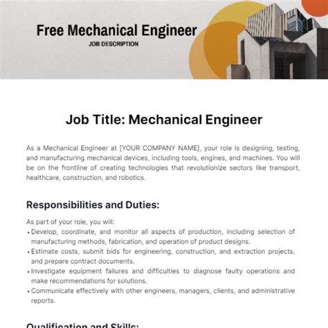 Full Download Mechanical Project Engineer Job Description Template 