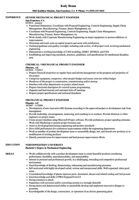 Full Download Mechanical Project Engineer Resume Sample 