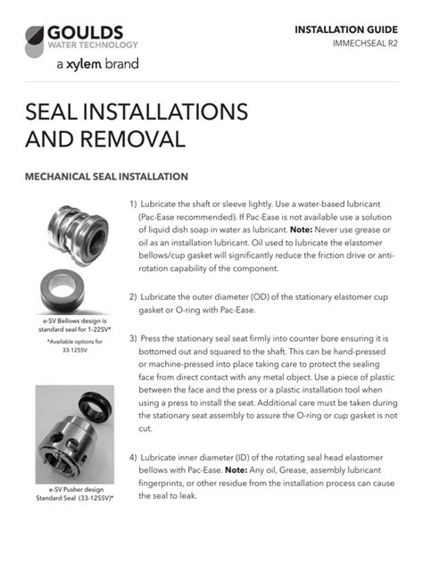 Read Online Mechanical Seal Installation Guide 