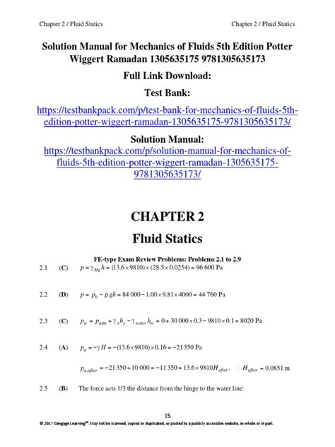 Download Mechanics Of Fluids Potter Wiggert Solutions Manual File Type Pdf 