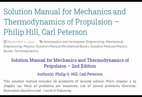 Read Online Mechanics Thermodynamics Of Propulsion Solution Manual 
