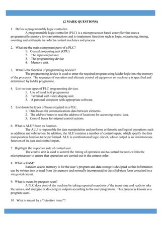 mechatronics question answers