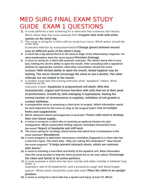 med surg final exam study guide