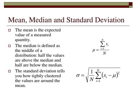 Median Mode Standard Deviation