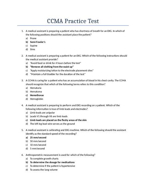 Medical Assistant Practice Test Pdf