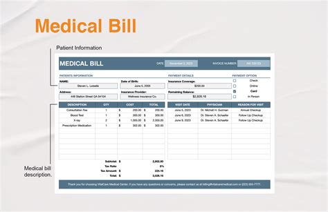 Medical Bill Format
