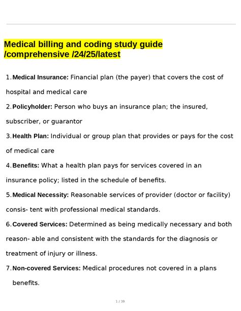Medical Billing Coding Study Guide