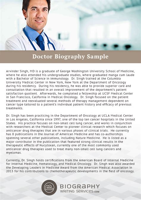 medical biography sample