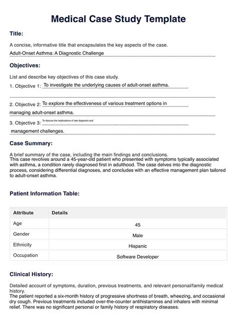 Medical Case Study Example
