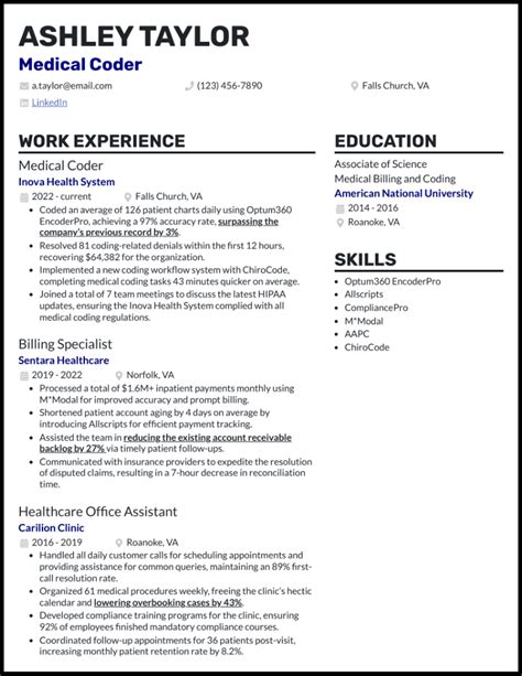 medical coder resume example template primo in 2020 Medical coder