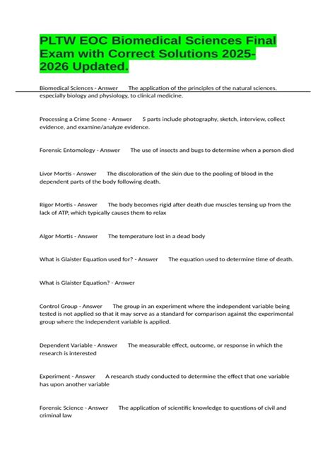 Medical Interventions Pltw Eoc Study Guide