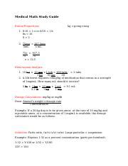medical math study guide