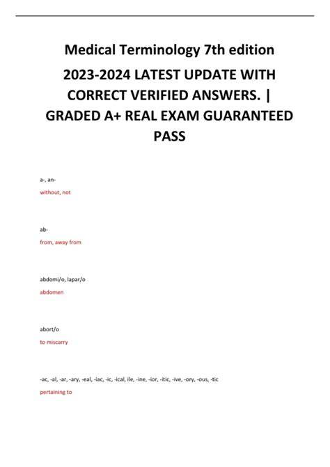 medical terminology 7th edition answer key