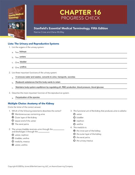 Medical Terminology Chapter 16 Practice Exercises Answers