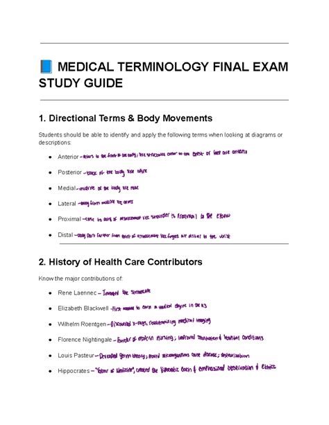 Medical Terminology Final Exam Study Guide