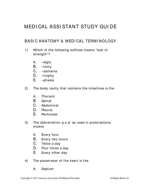 Download Medical Assistant Study Guide Free 