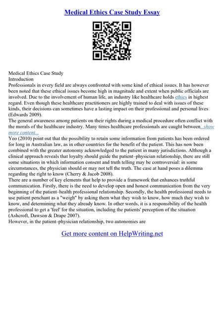 Read Medical Ethics Papers 