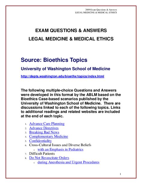 Full Download Medical Ethics Questions And Answers 
