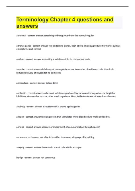 Read Medical Terminology Chapter 4 Answers File Type Pdf 