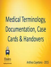 Read Online Medical Terminology Documentation Case Cards Handovers 