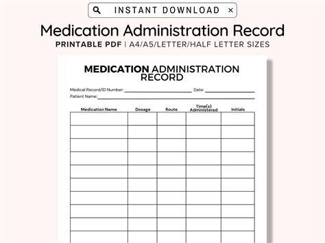 medication administration record forms for camp