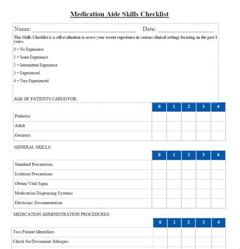 Medication Aide Competency Checklist