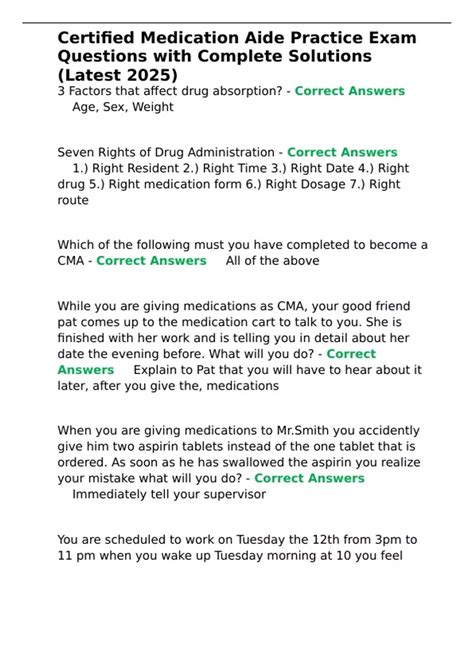 Medication Aide Practice Test Questions