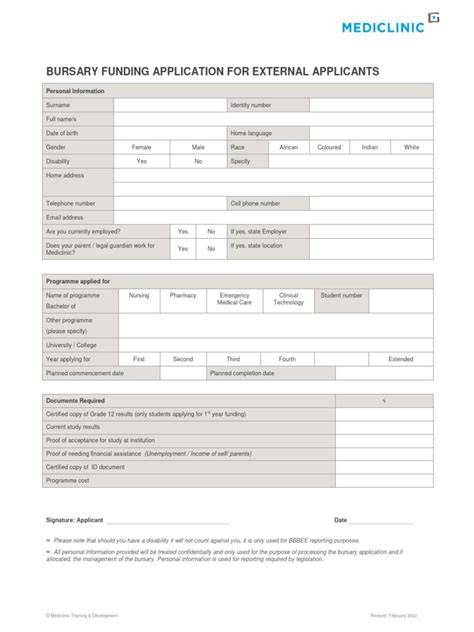 mediclinic nursing studies application forms