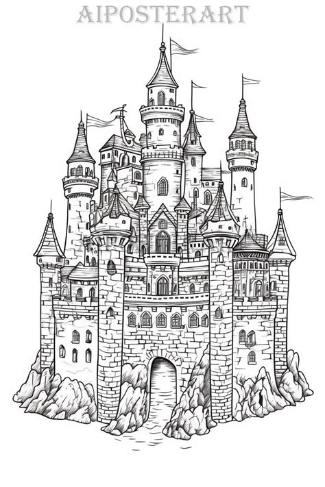 medieval castle Colouring Pages