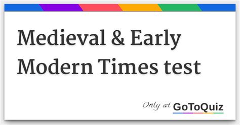 Full Download Medieval Early Modern Times Answer Key 