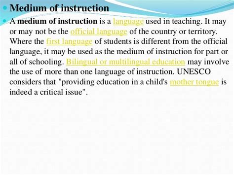 Medium Of Instruction Meaning
