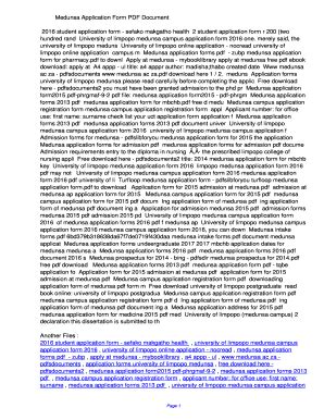 Medunsa Application Form 2015