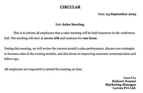 meeting circular sample